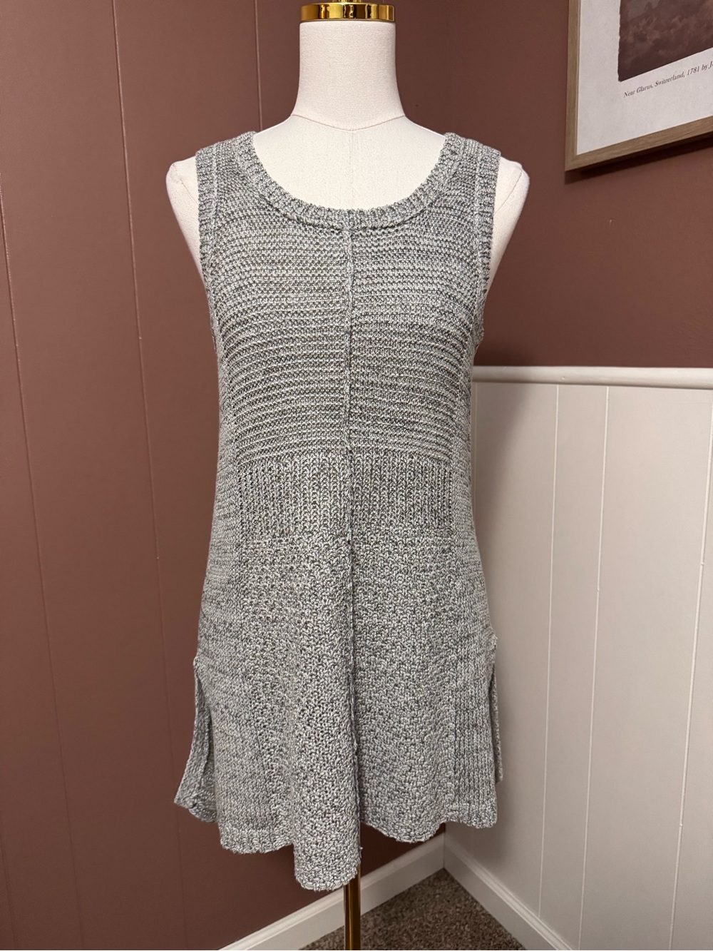 Anthropologie Sparrow Textured Knit Gray Tank